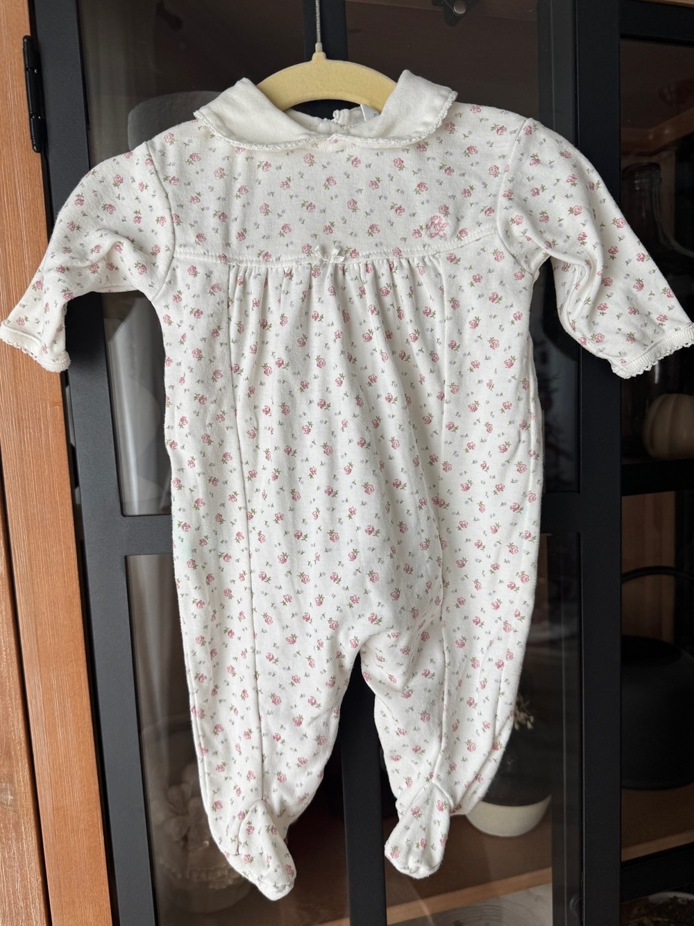 Ralph Lauren floral footies peter pan collar lace newborn baby girl coverall